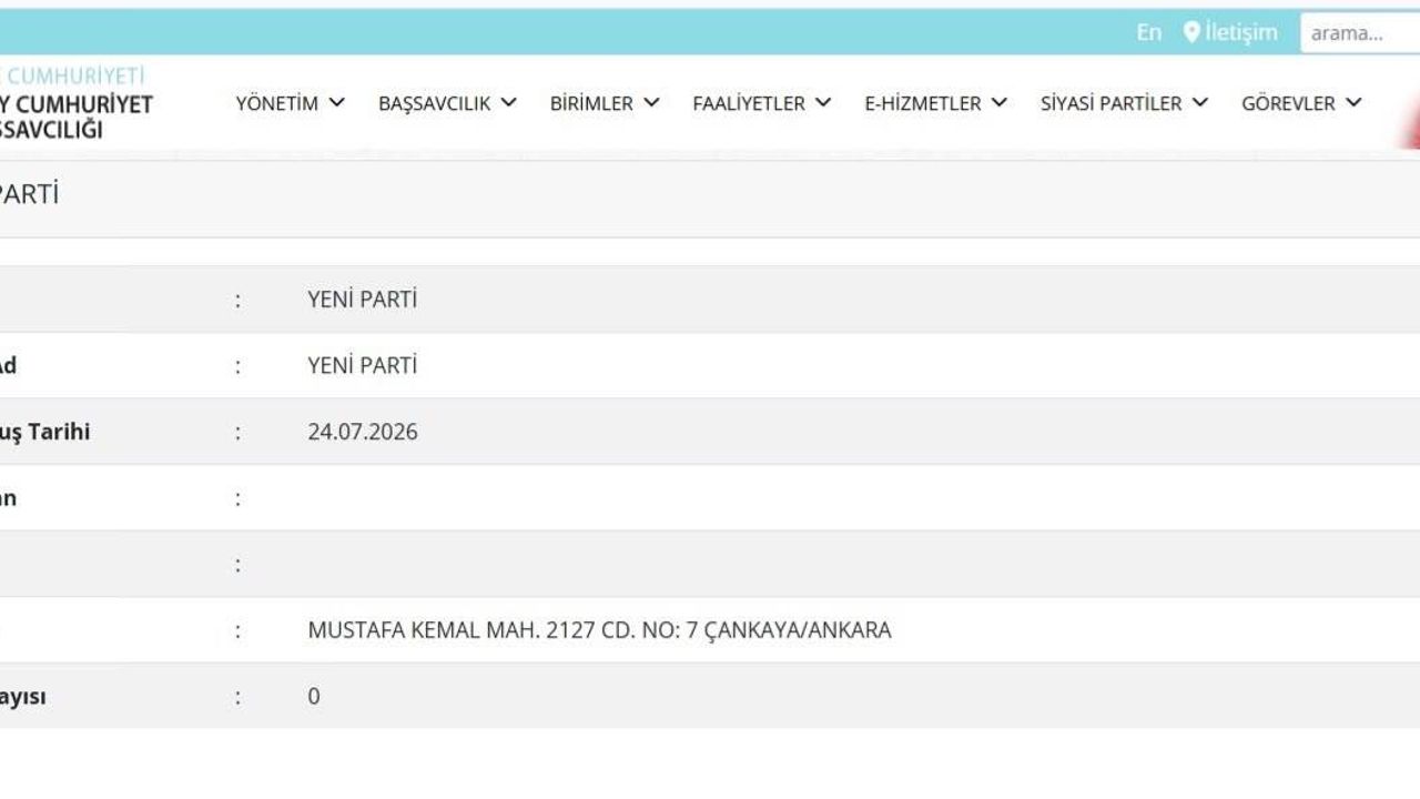 YENİ Parti için resmi kayıt adımı tamamlandı