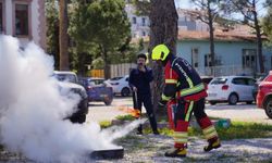 Ayvalık Belediyesi çalışanları, yangın tatbikatına katıldı