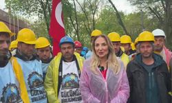 CHP'li Aylin Nazlıaka'dan Kurtuluş Parkı'nda eylemlerini sürdüren madencilere destek
