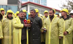 Doruk Madencilik işçileri Yıldızlar SSS Holding önünde... Bağımsız Maden İş Sendikası Genel Başkanı Çakır: 'Bir an önce bu meseleyi çözsünler, işçilerin haklarını versinler'