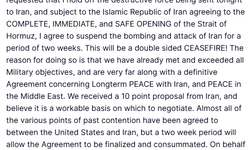 Trump: İran'a saldırılar iki haftalık süreyle askıya alındı, barış görüşmeleri sürüyor