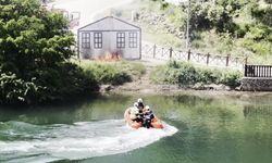 Amasya Boraboy Gölü'nde yangın ve kurtarma tatbikatı