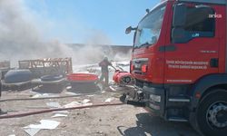 İzmir'in Çiğli ilçesinde geri dönüşüm tesisinde yangın