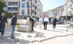 Milas Belediye Başkanı Topuz, ilçede devam eden parke döşeme çalışmalarını inceledi
