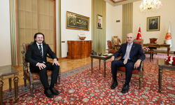 TBMM Başkanı Kurtulmuş, Kuzey Makedonya Kültür ve Turizm Bakanı Sedat Süleymani'yi kabul etti