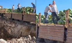 TIR dolusu karpuz alıcı çıkmayınca toprağa döküldü