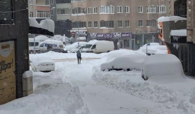 Erzurum'da kar esareti... Yollar kapandı, araçlar kayboldu