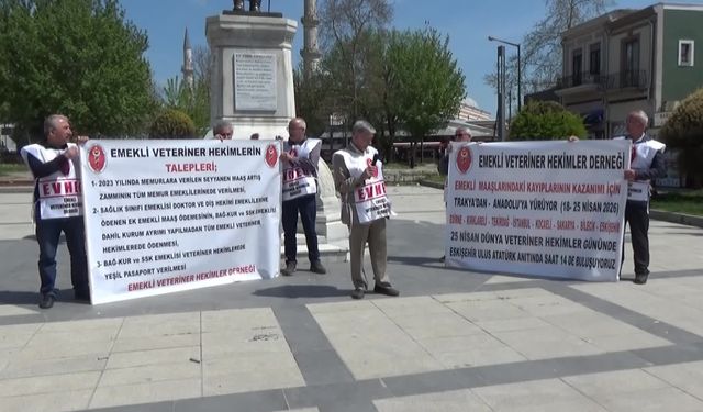 Edirne'de emekli veterinerlerden zam talebi