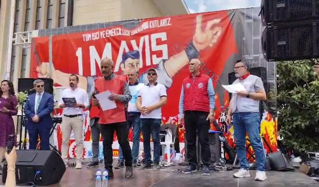 Gaziantep'te 1 Mayıs: Tutuklu BİRTEK-SEN Genel Başkanı Türkmen'in mesajı okundu
