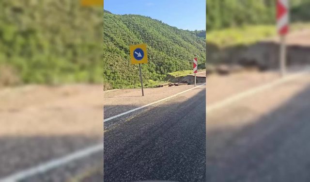 Sinop'ta çöken yol 3 yıldır onarım bekliyor
