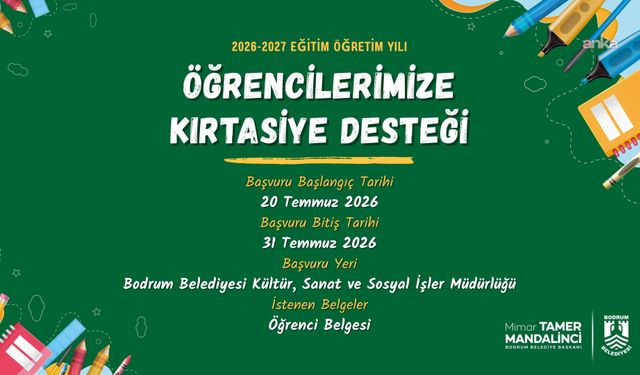 Bodrum Belediyesi'nden öğrencilere kırtasiye desteği