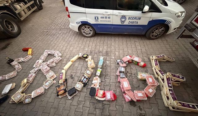 Bodrum Zabıta ekipleri, tarihi geçmiş 1,2 ton gıda ürününe el koydu