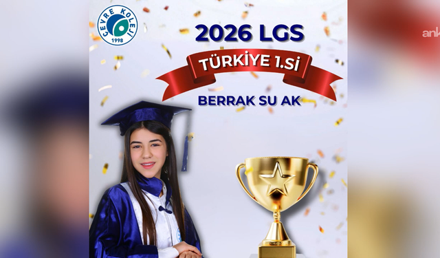 Çevre Koleji öğrencisi Berrak Su Ak, LGS'de 500 tam puan aldı