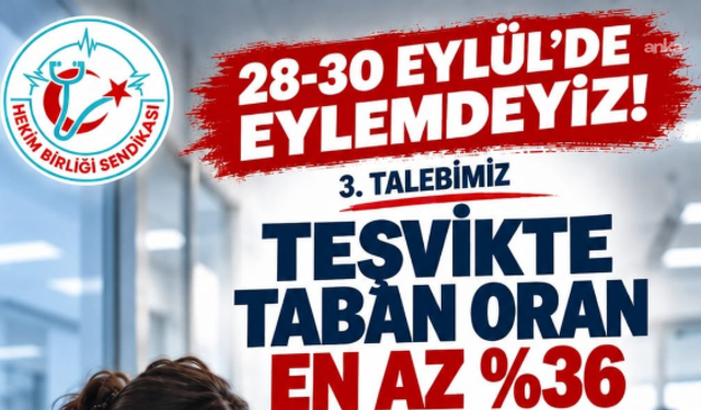 Hekim Birliği 28-30 Eylül'de eylem yapacak: Teşvikte taban dağıtım oranı en az yüzde 36 olmalı