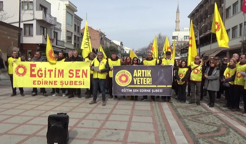 Fatma Nur Çelik'in öğrencisi tarafından öldürülmesi... Eğitim Sen üyelerinden Edirne'de protesto