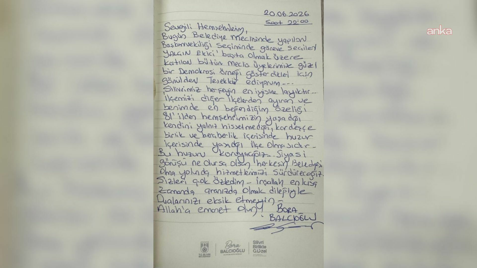 Bora Balcıoğlu'ndan Belediye Başkan Vekilliği seçiminin ardından dayanışma mesajı