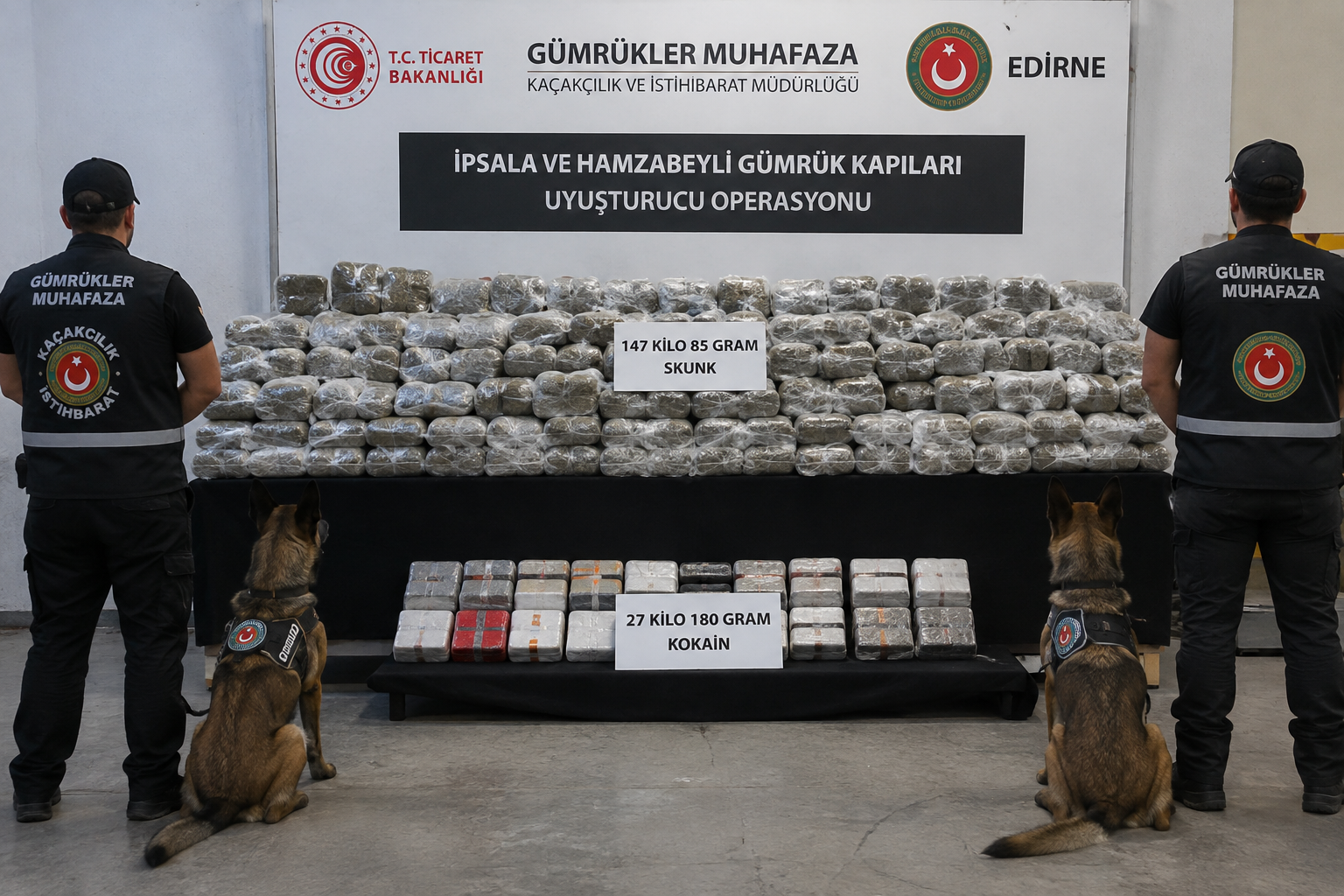 Sınır kapılarında büyük operasyon: 174 kilo uyuşturucu